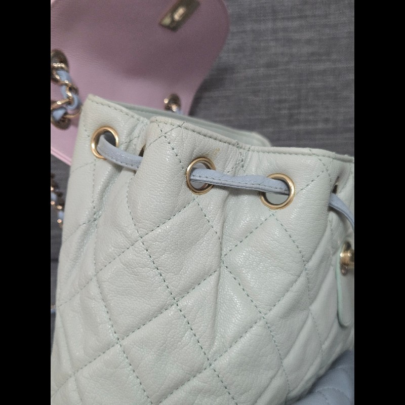 Chanel 香奈兒 Duma 夢幻馬卡龍拼色 菱格紋後背包-18