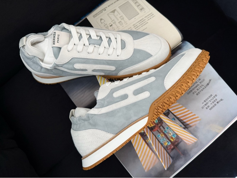 閒置新Hermes🐴愛馬仕 愛馬仕Jet男士麂皮德訓鞋 43碼 藍白。-2