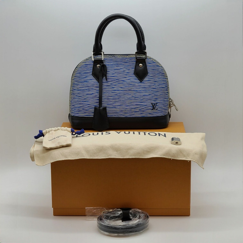 【包稅】LOUIS VUITTON 全新未使用 Épi Alma BB 藍色手提斜背包-6