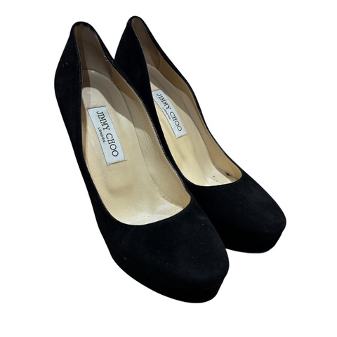 【美收精品】JIMMY CHOO 黑色絨布細高跟鞋 4-709
