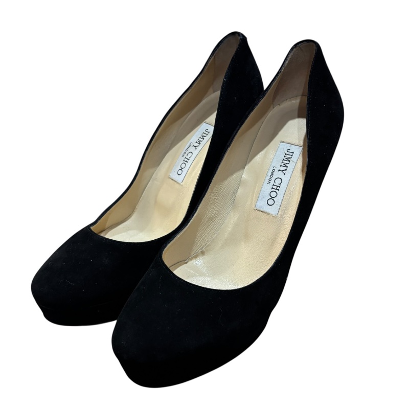 【美收精品】JIMMY CHOO 黑色絨布細高跟鞋 4-709-1