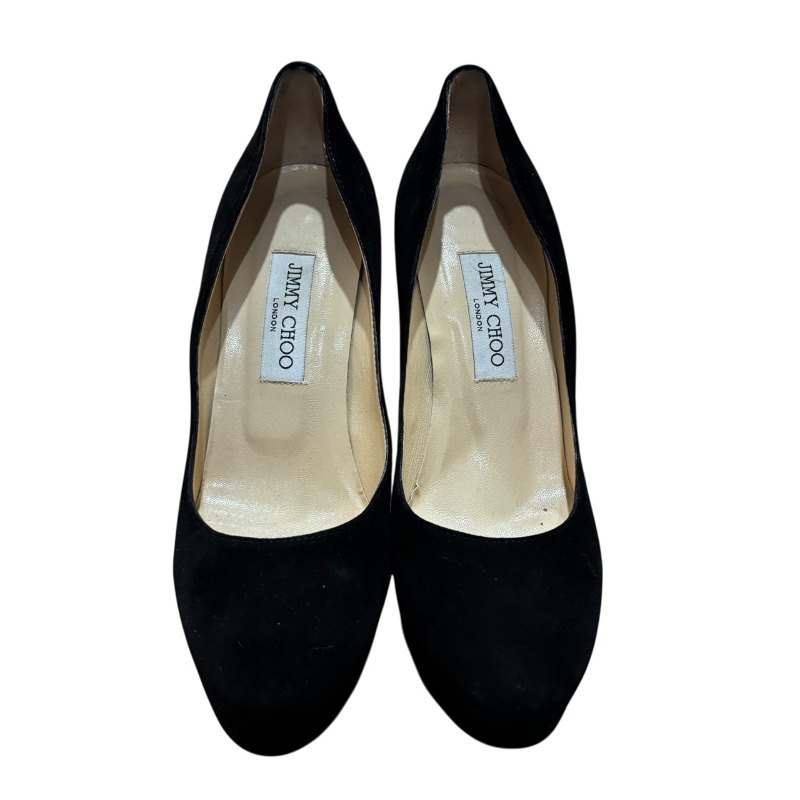 【美收精品】JIMMY CHOO 黑色絨布細高跟鞋 4-709-2