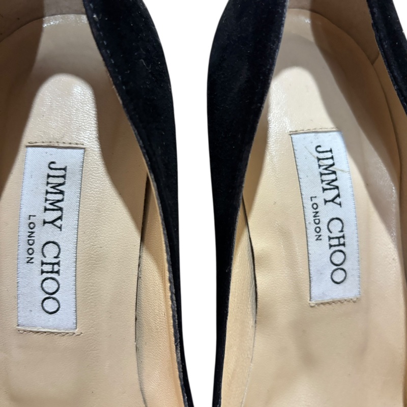 【美收精品】JIMMY CHOO 黑色絨布細高跟鞋 4-709-4