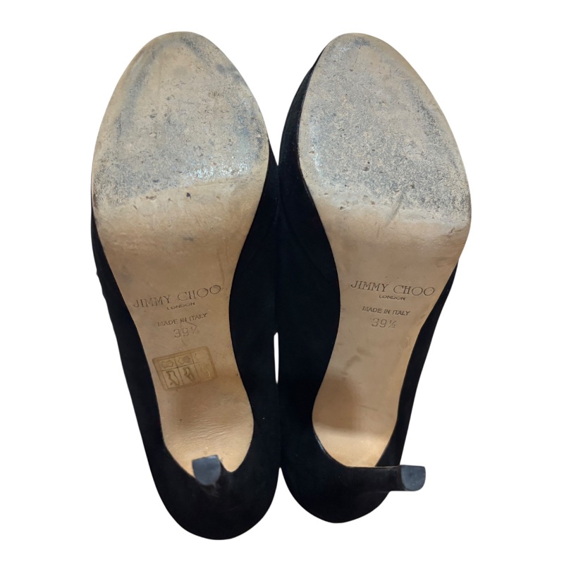 【美收精品】JIMMY CHOO 黑色絨布細高跟鞋 4-709-5