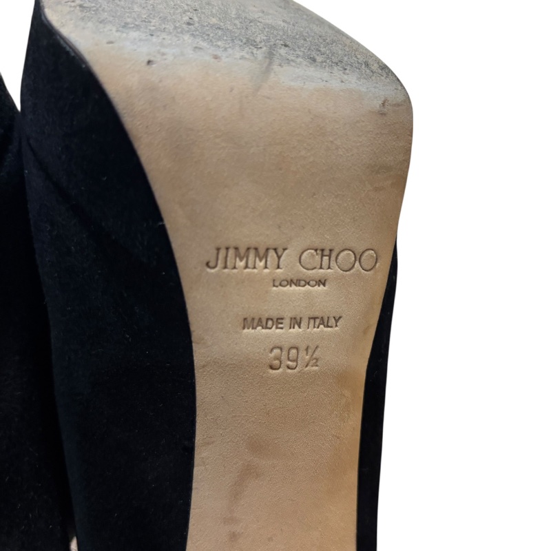 【美收精品】JIMMY CHOO 黑色絨布細高跟鞋 4-709-6