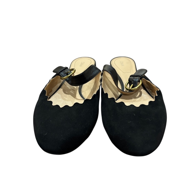 【美收精品】CHLOE 黑色絨布拖鞋 4-715-0