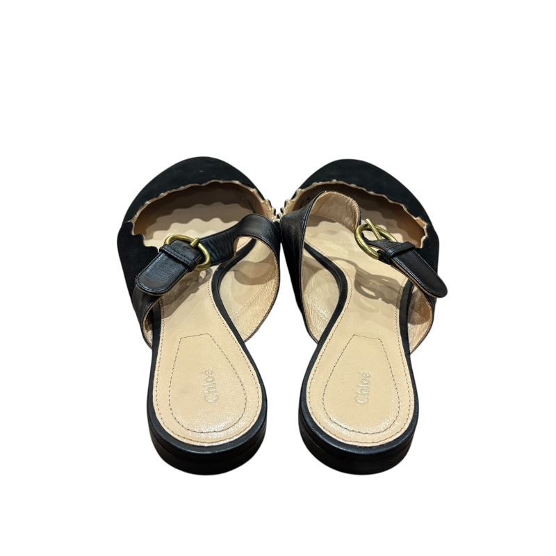 【美收精品】CHLOE 黑色絨布拖鞋 4-715-2