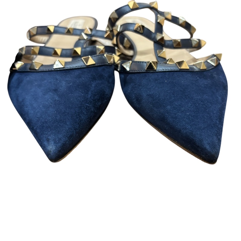 【美收精品】VALENTINO 深藍色鉚釘拖鞋 4-716-7