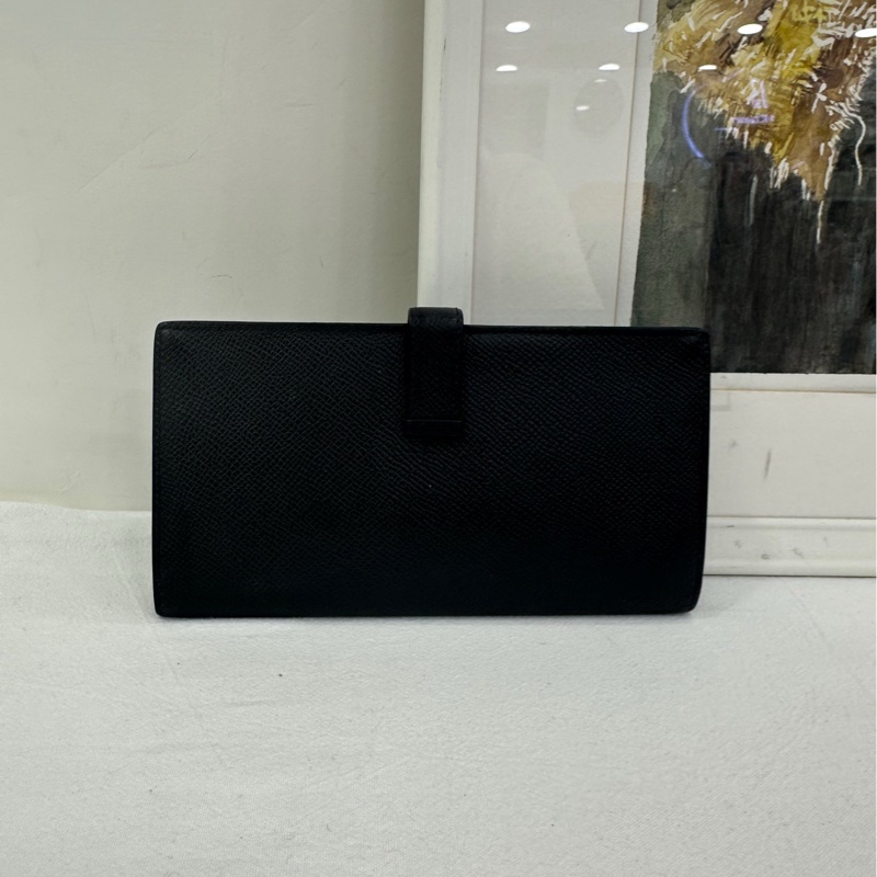 Hermes 愛马仕 bearn 錢包 黑金 epsom皮 Y刻-1