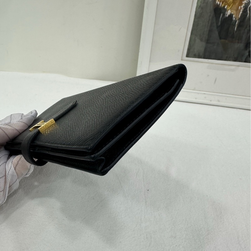 Hermes 愛马仕 bearn 錢包 黑金 epsom皮 Y刻-3