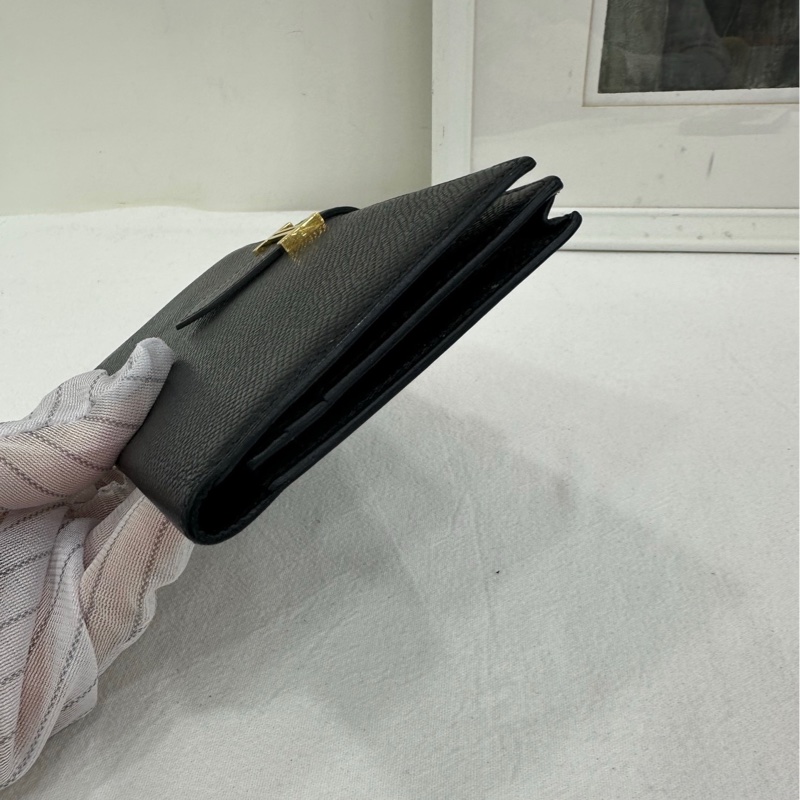 Hermes 愛马仕 bearn 錢包 黑金 epsom皮 Y刻-4