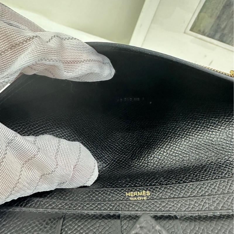 Hermes 愛马仕 bearn 錢包 黑金 epsom皮 Y刻-7