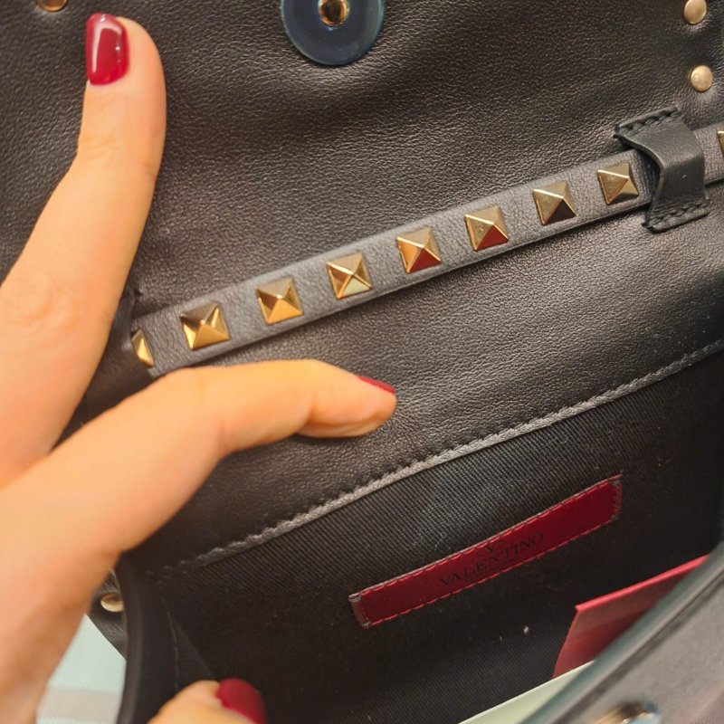 Valentino 范倫鐵諾 經典鉚釘 rockstud 小側背皮包 肩包 全新-4