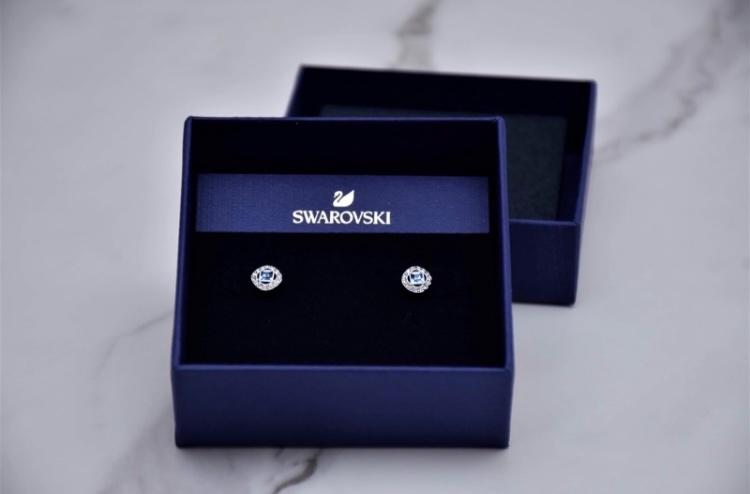 Swarovski 藍水晶耳環-1
