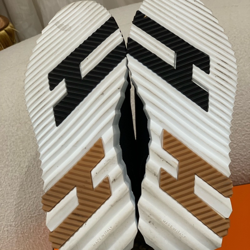 97新HERMES愛馬仕 Bouncing 皮革 系帶圓頭 低幫 生活休閒鞋 男款 黑色 尺寸:35碼-4