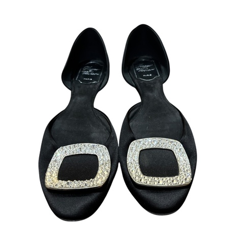 【美收精品】ROGER VIVIER 黑色鑲鑽涼鞋 4-725