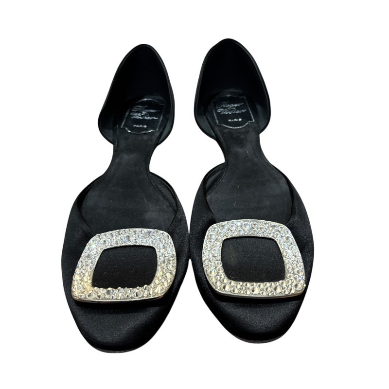 【美收精品】ROGER VIVIER 黑色鑲鑽涼鞋 4-725-0