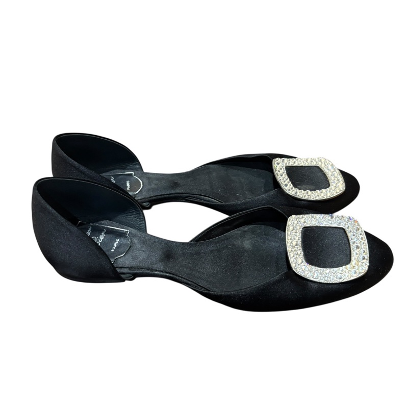 【美收精品】ROGER VIVIER 黑色鑲鑽涼鞋 4-725-1