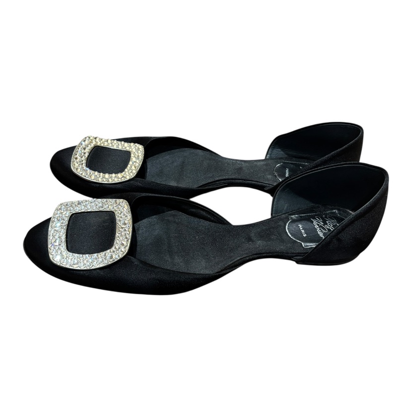 【美收精品】ROGER VIVIER 黑色鑲鑽涼鞋 4-725-3