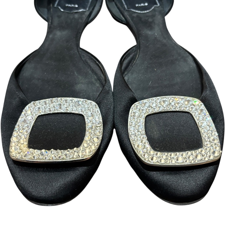 【美收精品】ROGER VIVIER 黑色鑲鑽涼鞋 4-725-4