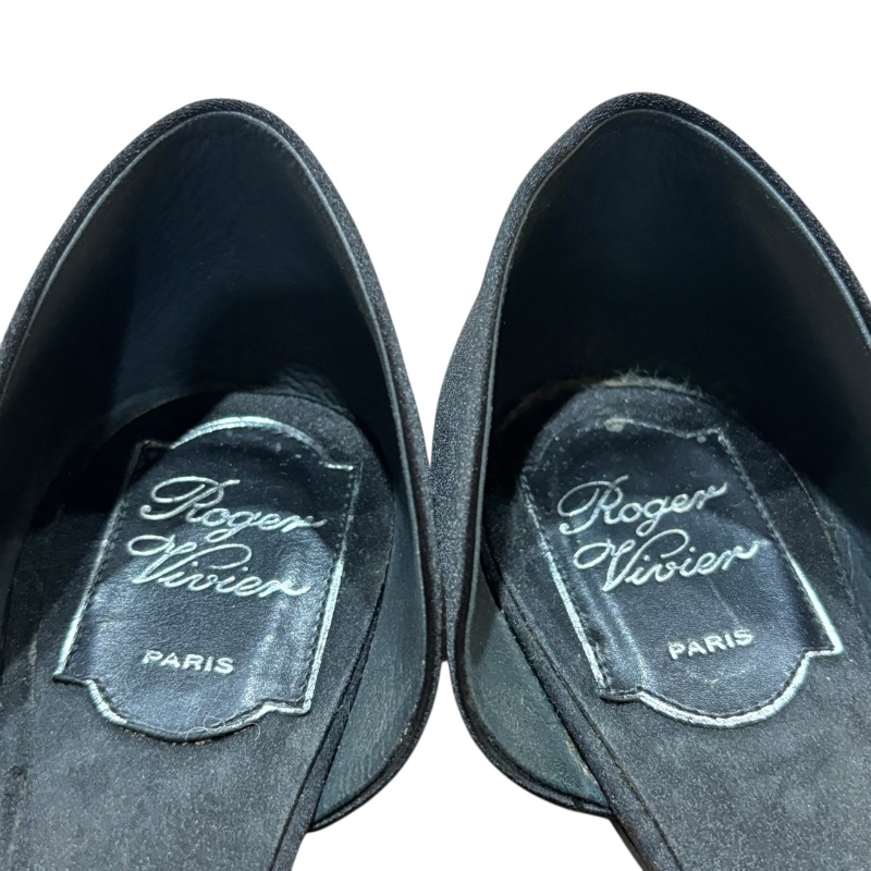 【美收精品】ROGER VIVIER 黑色鑲鑽涼鞋 4-725-5