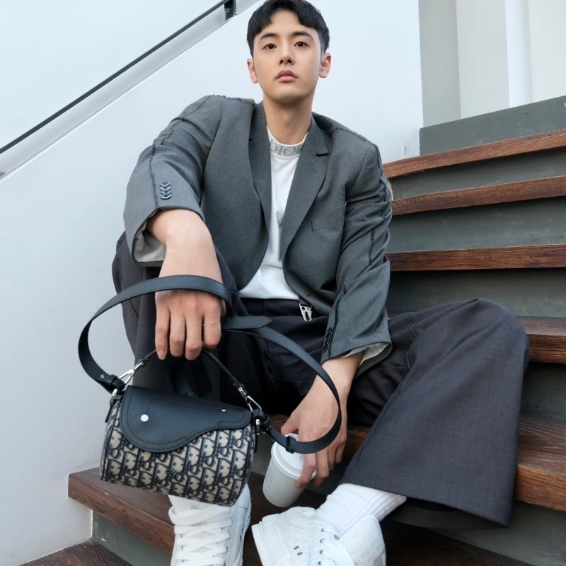 DIOR 老花刺繡oblique roller馬鞍圓筒肩背斜背包17*11*11 全新閒置配件塵袋吊牌-0