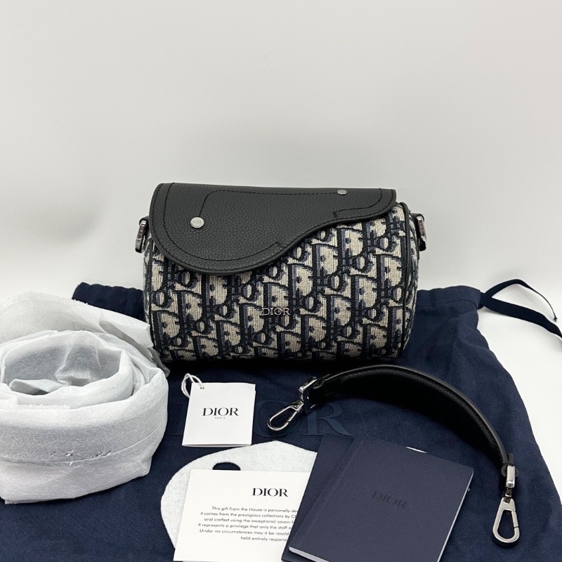 DIOR 老花刺繡oblique roller馬鞍圓筒肩背斜背包17*11*11 全新閒置配件塵袋吊牌-1