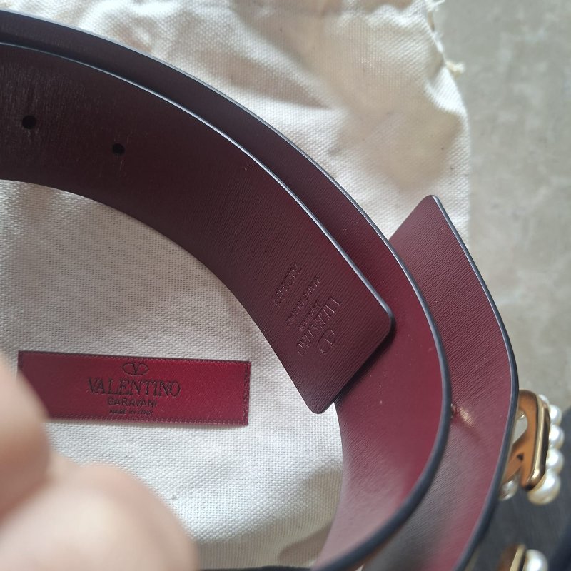 Valentino 范倫鐵諾 女用 雙面式皮帶(寬4cm*長91cm) 珍珠Logo-2