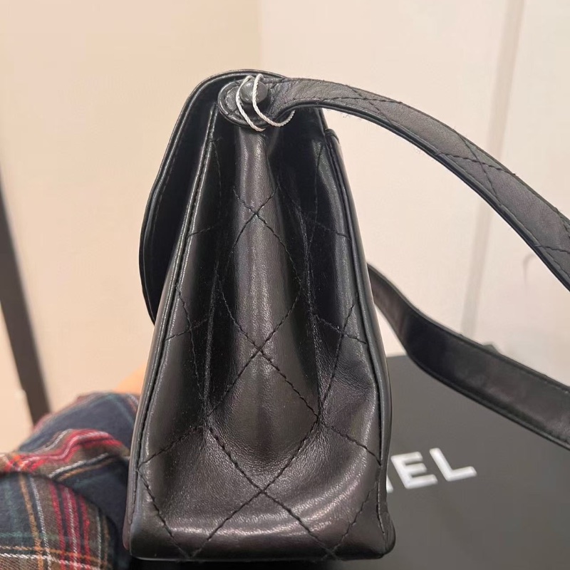 Chanel 中古黑金羊皮黛妃Kelly腋下包  98新配件塵袋-5