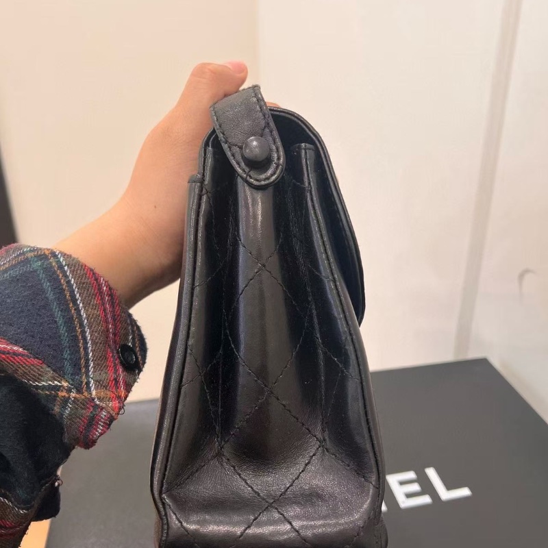 Chanel 中古黑金羊皮黛妃Kelly腋下包  98新配件塵袋-7