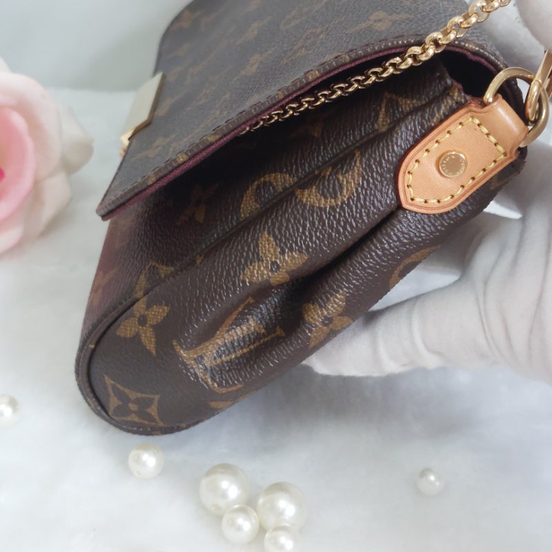 LV 經典老花M40718 🌈現品實拍 🌈 Favorite MM 經典花紋鍊條肩背包 斜背包~二手-15