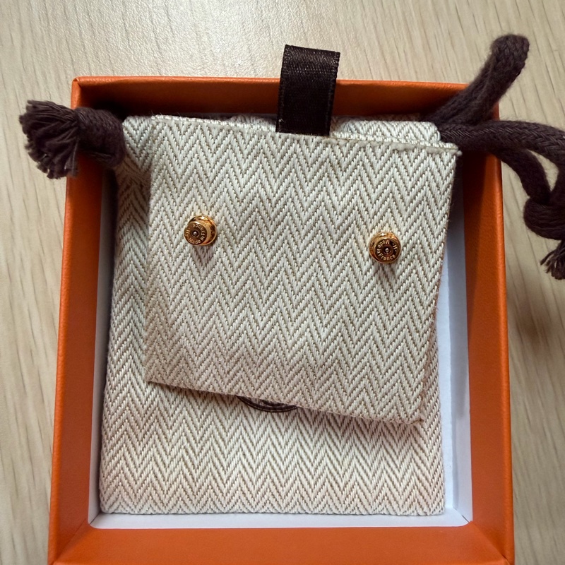 愛馬仕 Hermes Mini pop H耳環 玫瑰金 白色-6