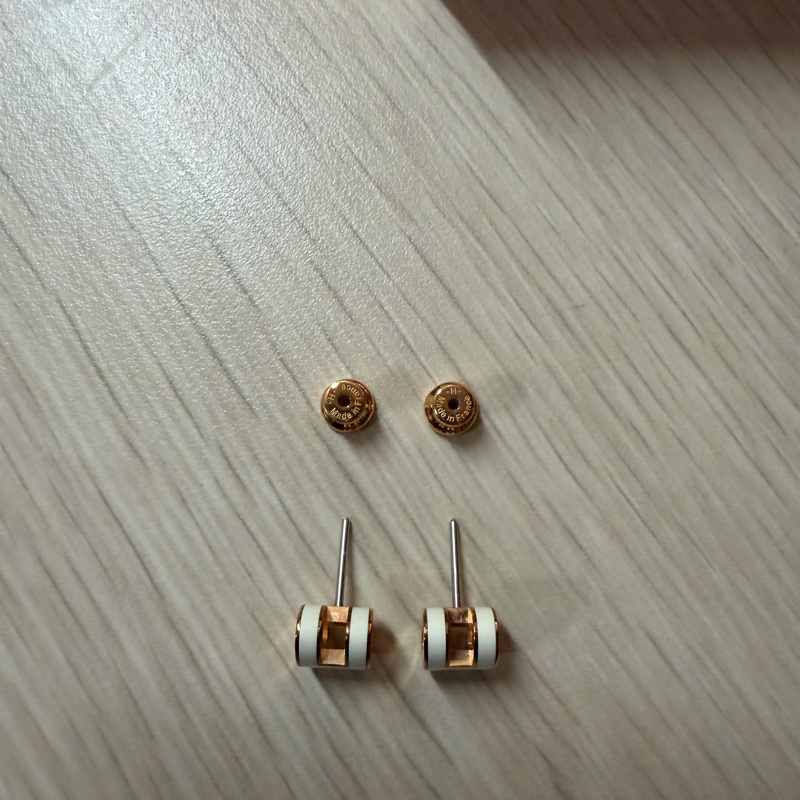 愛馬仕 Hermes Mini pop H耳環 玫瑰金 白色-7