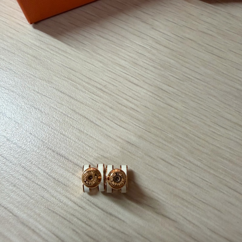 愛馬仕 Hermes Mini pop H耳環 玫瑰金 白色-8