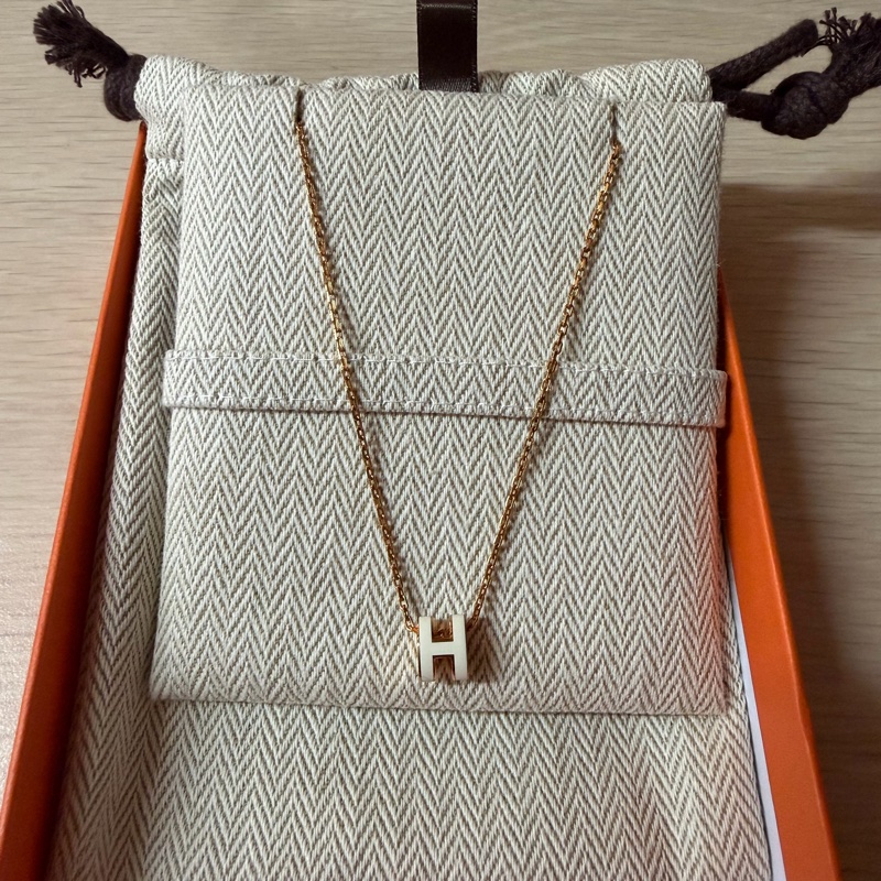 愛馬仕 Hermes Mini pop H項鍊 玫瑰金 白色-1