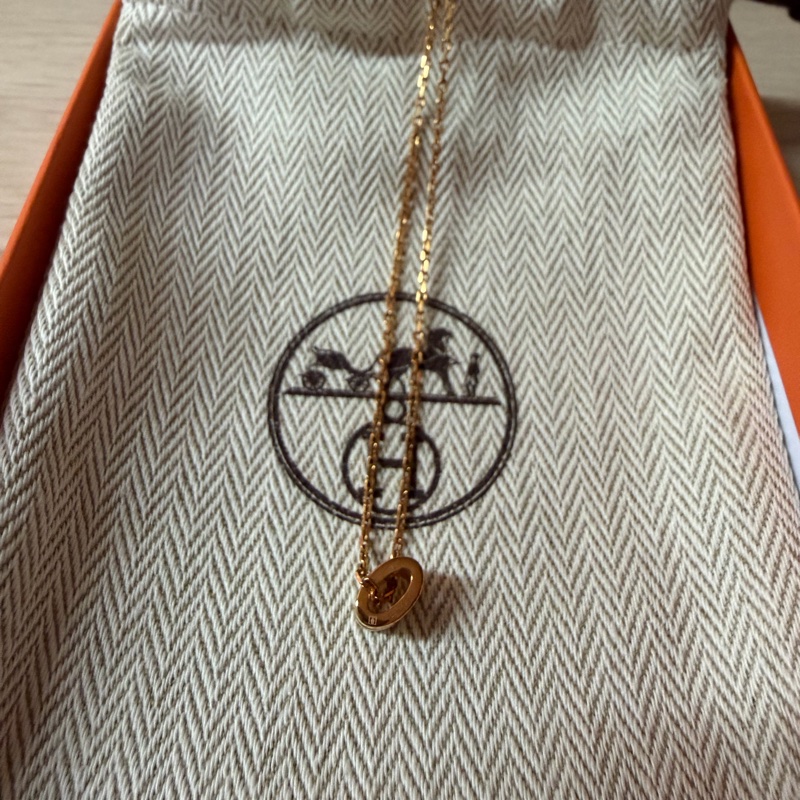 愛馬仕 Hermes Mini pop H項鍊 玫瑰金 白色-3