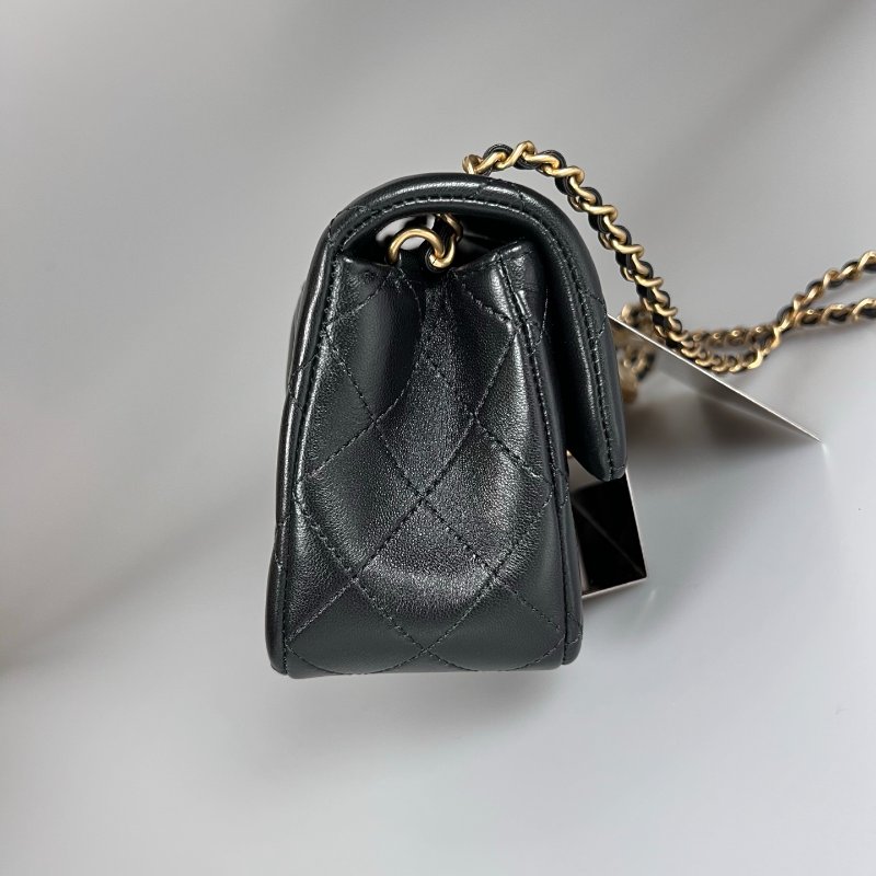 全新品 CHANEL AS1787 黑羊皮金球CF20-2