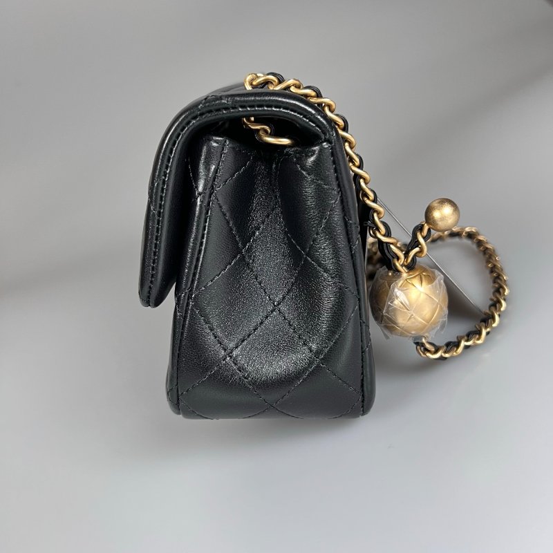 全新品 CHANEL AS1787 黑羊皮金球CF20-3