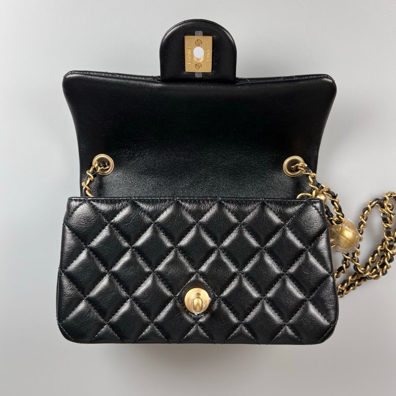 全新品 CHANEL AS1787 黑羊皮金球CF20-5