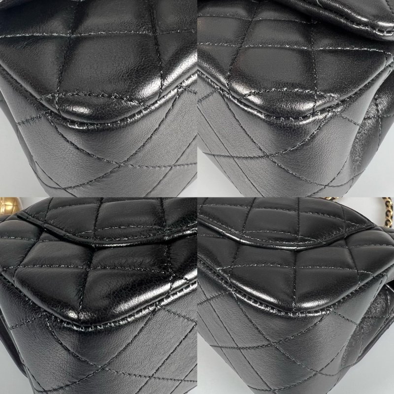 全新品 CHANEL AS1787 黑羊皮金球CF20-12