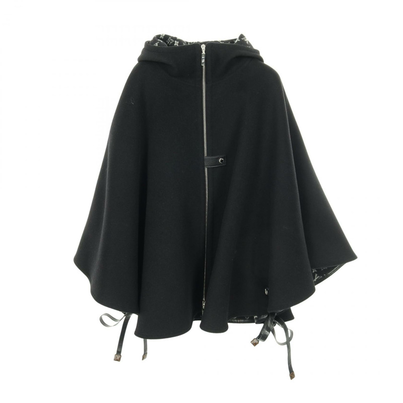 路易威登 Monogram 36 號黑色羊毛斗篷外套（二手女）-0