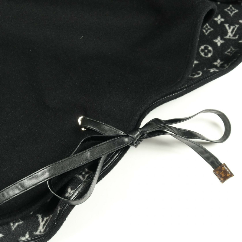 路易威登 Monogram 36 號黑色羊毛斗篷外套（二手女）-5