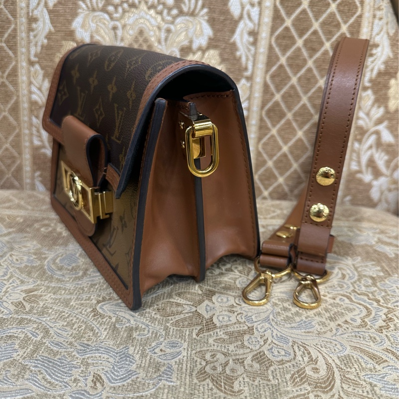 LV 雙色原花金釦Mini Dauphine肩斜背包M45959-3