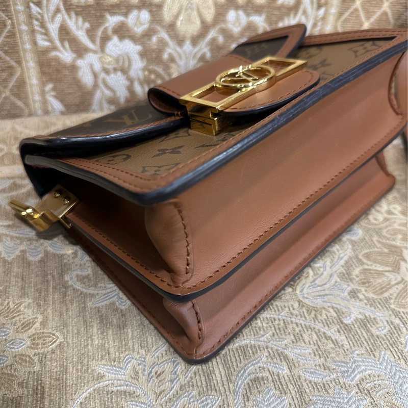 LV 雙色原花金釦Mini Dauphine肩斜背包M45959-5