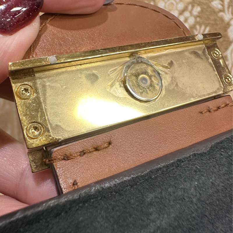 LV 雙色原花金釦Mini Dauphine肩斜背包M45959-12