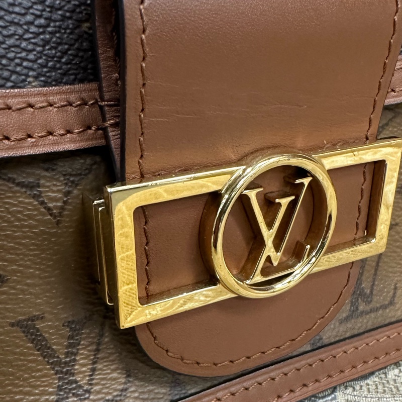 LV 雙色原花金釦Mini Dauphine肩斜背包M45959-13