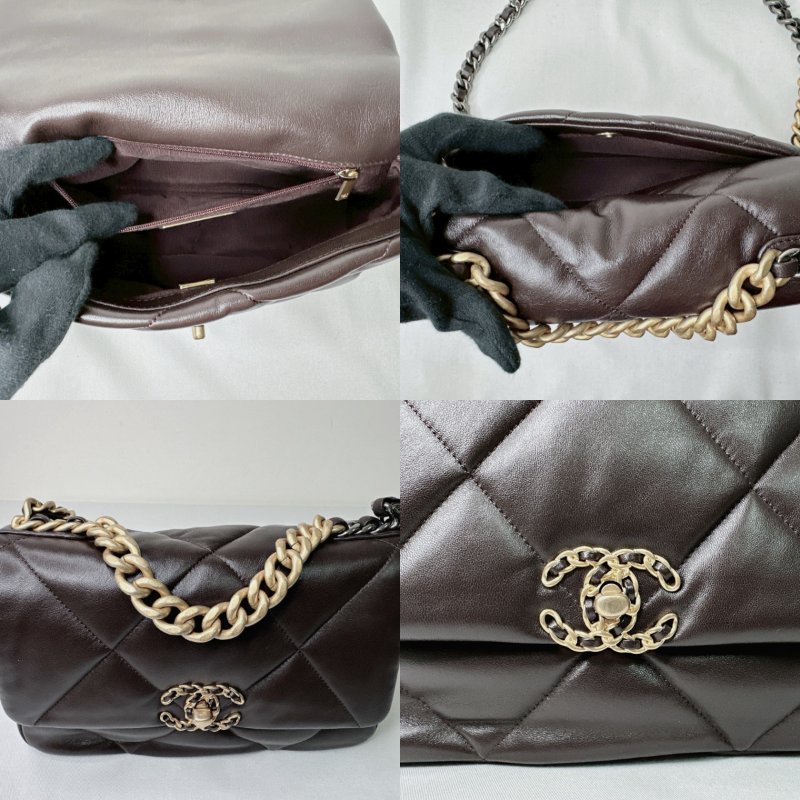 CHANEL 巧克力色19鏈帶包-9