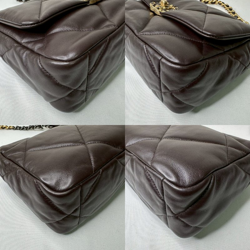 CHANEL 巧克力色19鏈帶包-11