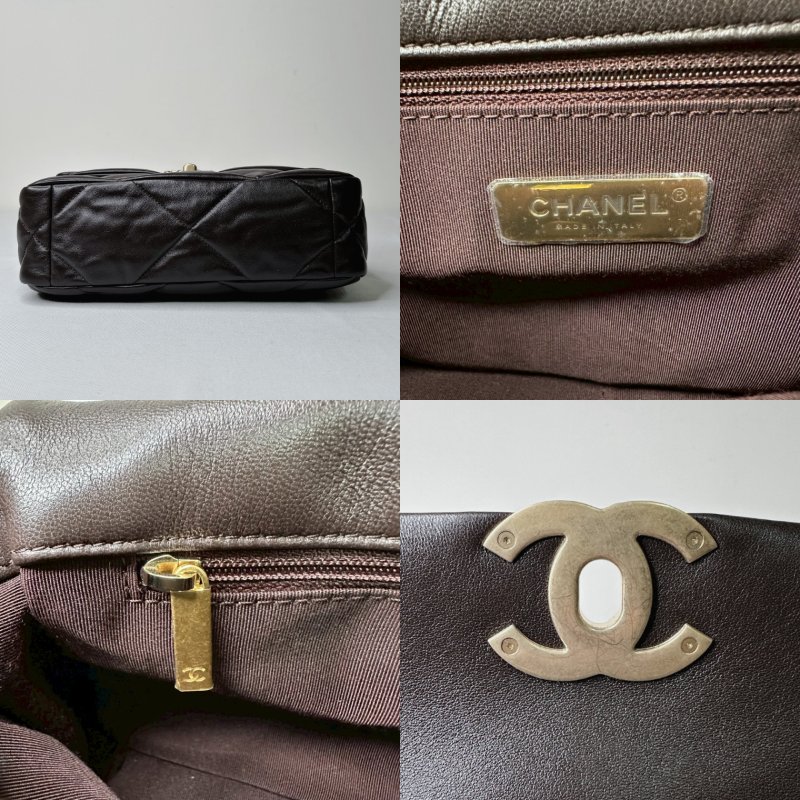 CHANEL 巧克力色19鏈帶包-10