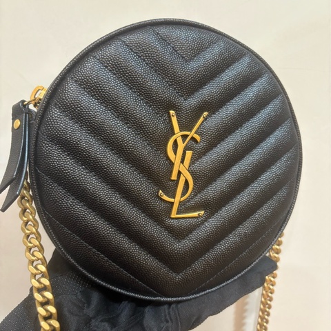 ysl 黑金魚子醬圓餅斜背包